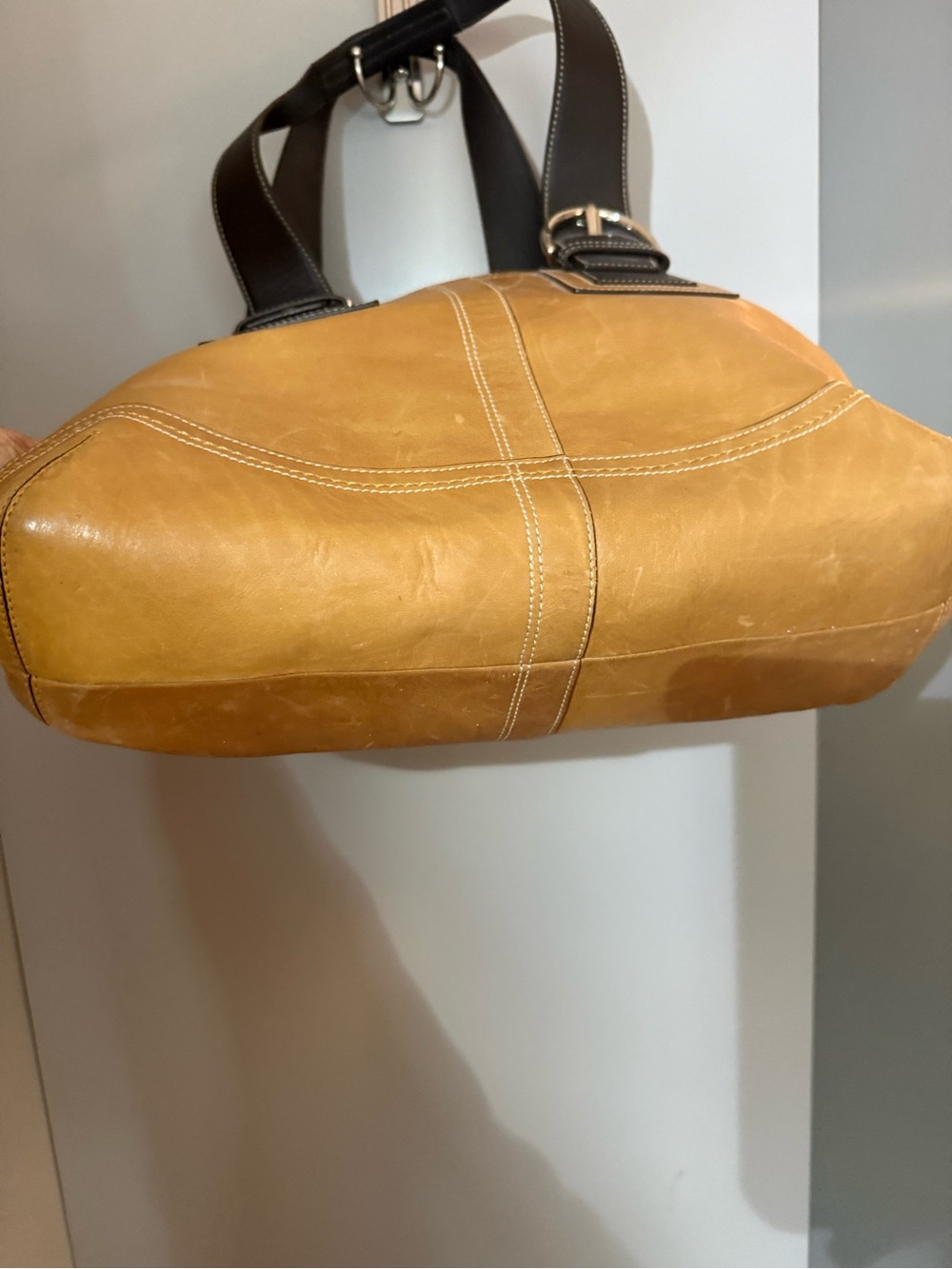 Coach Two-Tone natural and Dark Brown Leather Tote Bag - Picture 3 of 5